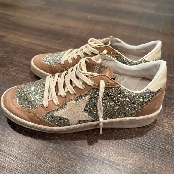 Golden Goose GGDB Ball Star platinum glitter sneakers size 40 EUC - Picture 3 of 6